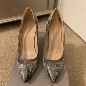BCBG Maxazria snake print heels